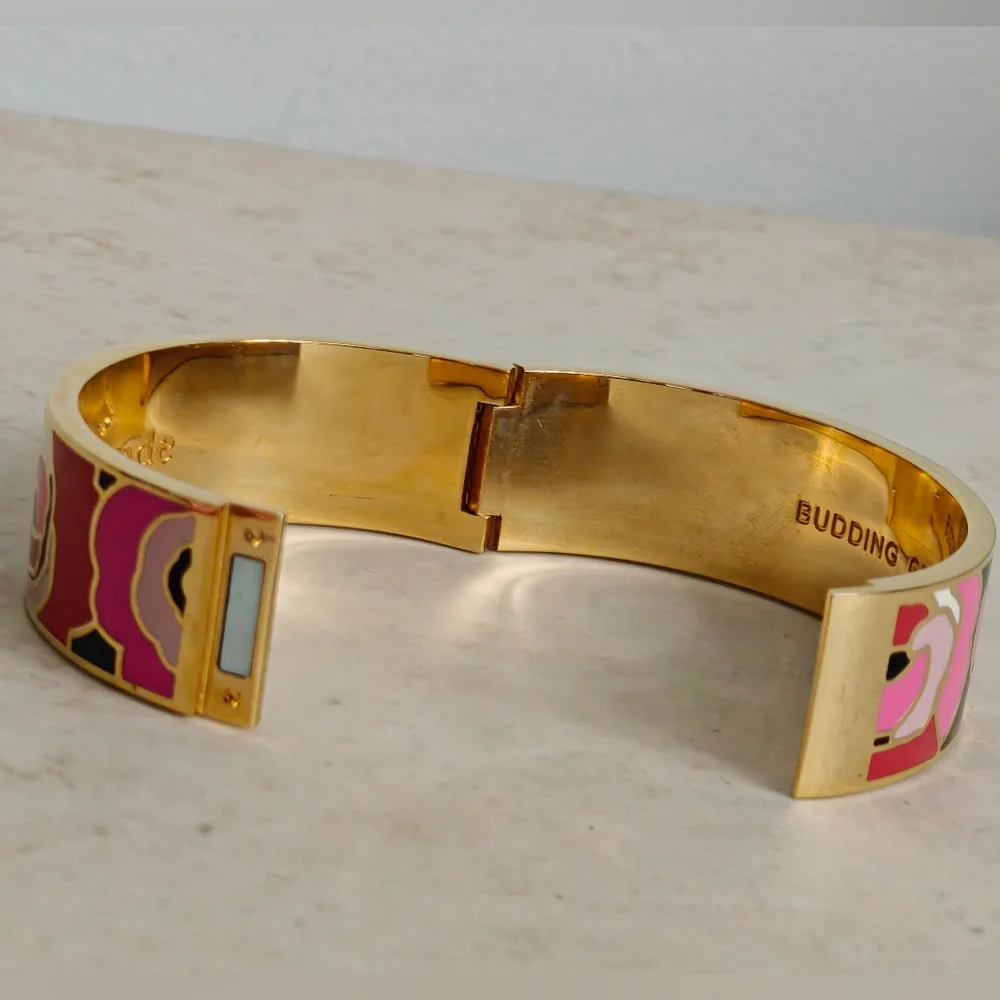 Kate Spade Budding Genius Gold & Pink Floral Bangle - Picture 10 of 13